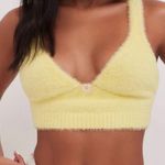 For Love & Lemons 🧨 Devon Yellow Fuzzy Cropped Top Bralette NWT XXS Photo 1