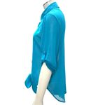 CCC Turquoise Tie Front Cutout Back Blouse Medium Statementwear Sheer Urban Chic Blue Photo 2