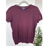 Land's End Women's Cotton Blend Maroon Short Sleeve Knit Sweater Top, Size S Purple Photo 0