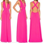 Jill Stuart JILL Plunge Deep V Cross Back Cut Out Maxi Dress Gown Gossip Pink 0 Photo 1