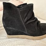 Sofft Siri Black Suede Wedge Booties Boots Aqua Sofft Ruched Waterproof Wms 11M Size 11 Photo 2