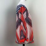 Fig & Flower Red White Blue Flare Sleeve Sheer Tunic Top Medium Photo 5