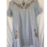 Brass & Roe Embroidered Blue Yellow Orange Lace Floral Boho Mini Dress Size XS Photo 4