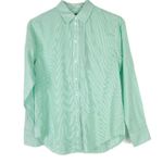 Everlane NWT  The Silky Cotton Relaxed Shirt Striped Green Size 2 NEW Photo 1