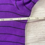 Ralph Lauren women L 100% cotton boatneck ribbed stripe Longsleeve top purple and black Photo 6