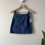 Free People Modern Femme Blue Denim Mini Skirt Dark Wash Zip Up Zipper Back Jean Photo 2