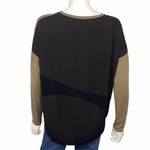 ZARA Green Black Color Block Long Sleeve Blouse Loose Fit Top Size Small Photo 4