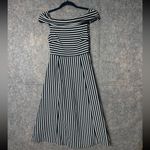 Banana Republic  Woman‎ Size 0 Nwt Striped Off-Shoulder Midi Dress Photo 1
