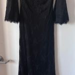 Cinderella Divine NWT Black Chantilly lace embellished bell sleeve long formal dress evening gown Photo 3