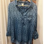 Andrea Jovine Women’s Boho Southwestern Print Chambray TunicTop XL Photo 4