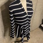 Carmen Marc Valvo Carmen Marc Valvo Womens Ribbed Stripe Asymmetrical Hem Cardigan Large Photo 1
