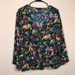 Frye Women’s Boho Floral Multi-Color Defined Waist Button-Up Long Sleeve Blouse Photo 0