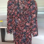 IRO ππ Floral Fling Sheath Dress ~ 100% Silk Print 38 Ruched Draped Long Sleeve Photo 10