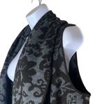 GILI XS Black Wool Jacquard Sweater Vest Cardigan Cascading Front Oversized Black Photo 2
