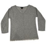 AMICI Pure Gray Grey V Neck 100% Cashmere Fringe 3/4 Dolman Sleeve Sweater SMALL Photo 0