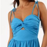 Petal and Pup NWT Tie Strap Tiered Midi Maxi Dress in Blue Women's Medium Photo 9