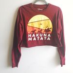 Disney  Crop Top Lion King Hakuna Matata Raw Hem Long Sleeves Sweatshirt Sz M GUC Photo 0