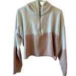 Aerie Long Sleeve Raw Hem 1/4 Zip Hooded Cotton Blend Two Tone Women's Medium Photo 1