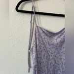 ZARA  Lilac Ditsy Floral Tie Strap Satin Mini Slip Dress with Square Neck Size M Photo 3