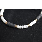 EXPRESS NWT  Black/Gray/White Stacked Stone Gold Tone Button Latch Bracelet Photo 2