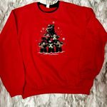 Merry Christmas Tree Embroidered Appliqué Santa Bears Women Sz L Red Sweatshirt Size L Photo 0