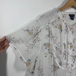 Torrid Top Women 4X Plus Size White Floral Chiffon Ruffle Pin-tuck Button Up Photo 2