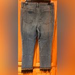 Chico's  So Slimming Girlfriend Slim Leg Beaded Fringe Hem Ankle Jeans Size 6T Photo 1