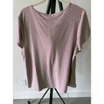 Women's XL Pink Petal Short Sleeve Shirt Cute Summer Pleated Key Hole Loose Photo 5