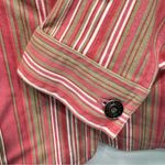 CJ Banks Vintage Jacket Coral Tan Ivory Striped Lightweight Button Front Blazer Size 1X Photo 2