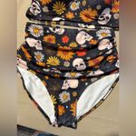 Amazon Floral Skull Print Swimsuit Fall Halloween large top/ medium bottom Photo 1