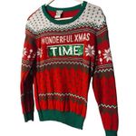 Well Worn Red Multi-Color Bright Holiday Ugly Christmas Knit Sweater Women Sz S Photo 4