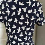Boden USA Boden Navy Bird Print Phoebe Jersey Knit Stretch Cotton Dress w/Pockets WW202 Photo 6