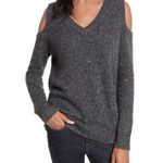 Rebecca Minkoff  Grey Page Vneck Cold Shoulder Sweater Merino Wool Alpaca Blend Photo 0