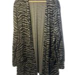 Terra & Sky  Cardigan Womens 2X Gray Black Zebra Print PLUS Ribbed Long Duster Photo 0
