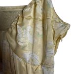 Free People Vintage  Yellow Silk Satin Floral Print Empire Slip Mini Dress Size 2 Photo 3