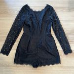 Anthropologie NWT By  Long Sleeve Lace Romper Black Bow Size 10 Photo 1
