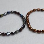 Source Unknown Dainty Peacock/Copper Colored Beaded Set Of 2 Stretch Bracelets Photo 0