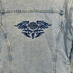 Harley Davidson Vintage Embroidered Logo Zip Up Denim Jacket Jean Trucker 90's Photo 5
