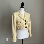 RICKIE FREEMAN FOR TERIJON | Vintage Yellow Cropped Textured Blazer Jacket Size 2 Photo 3