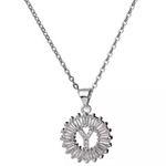 Initial “Y” Rhinestone Charm Necklace Silver Photo 0