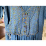 Vintage Friday Wear 100 Cotton Vest Embroidered Cottagecore Boho Prairie Western Blue Size 12 Photo 6