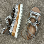 Mireia Playa Snakeskin Print Platform Sandals Size 8 Spring Summer Trendy Black Photo 0