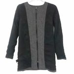 Women’s XS Wool Blend Longline Coat Herringbone Minimalist Zip Front Overcoat Gray Photo 15