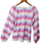 J.Crew  NWT Striped Peasant Blouse Women’s Size XS Pink Boho Tassel Tie Chic Photo 2