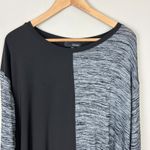 Sun Kim Tunic Top Womens XL Black Gray Asymmetrical Hem Mixed Media Pocket Knit Photo 2