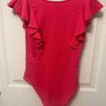 SheIn Women's Ruffle Sleeve Neon Pink Bodysuit Photo 4