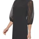 DKNY  Contrast-Sleeve Scuba Crepe Sheath Dress Black Size 8 New With Tags Photo 8