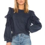 Tularosa Cat Ruffle Sweatshirt Navy Blue Photo 0