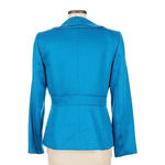 Tahar ASL Blue Ruffle Collar Tahari by ASL Teal Blazer Like New Photo 1