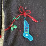 Karen Scott Sport Embroidered Christmas Stocking Sweater Black Size Medium Photo 7